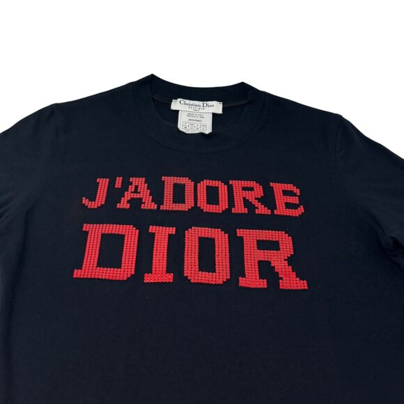Christian Dior Vintage 2003 J'ADORE Big Logo T-shirt #38 Top Red Studs [105948] - Picture 5 of 9